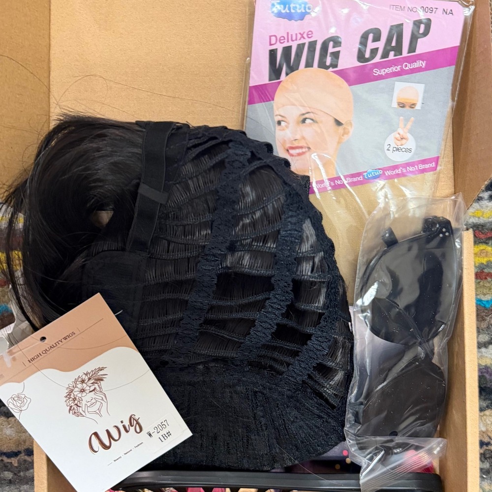 NWT Unisex Black Mullet Wig 80s 90s Rocker Shag Costume Halloween Punk - Picture 3 of 3